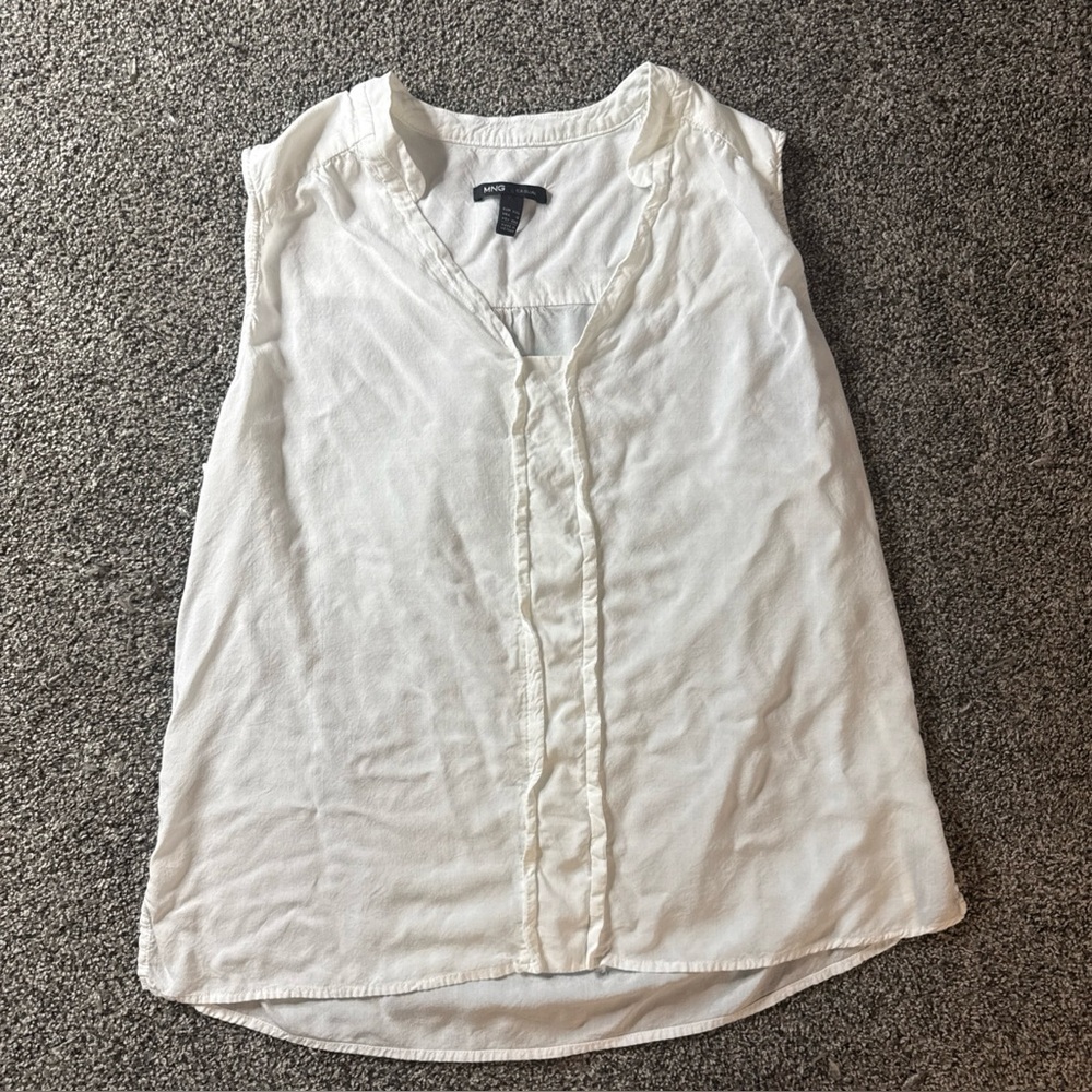 Ming Women’s V-neck Sleeveless Ruffled Placket XXL (12) White Cream